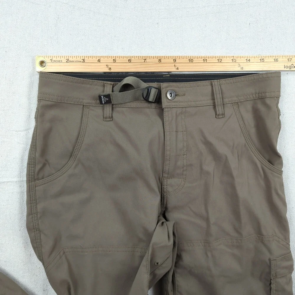 Prana Pants Mens 31x32 Khaki Straight Zion Cargo Hiking Outdoor Travel Belted